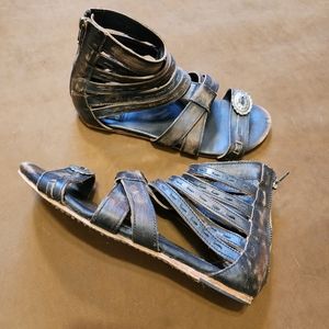 Freebird Bette Zip Back Gladiator Style Sandle Leather Womens Size 9 Black